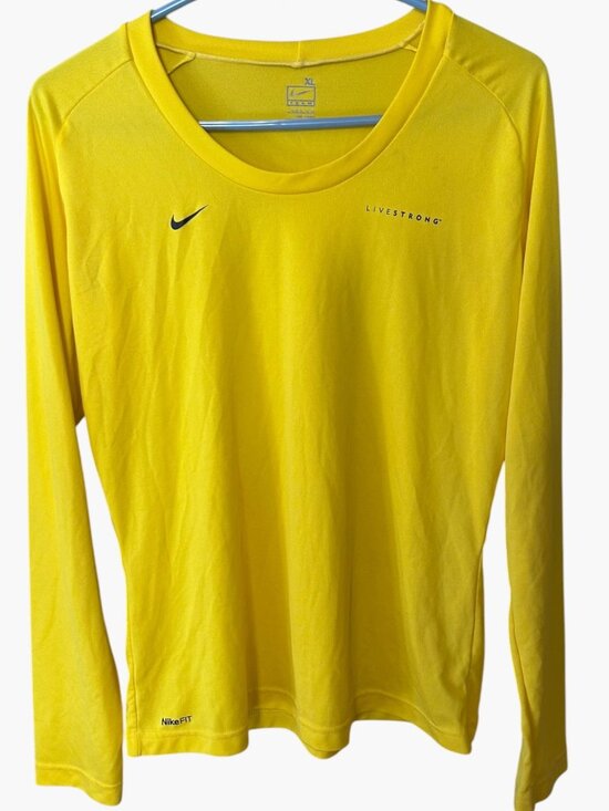 Nike Tops - Nike Livestrong Women’s XL Yellow Long Sleeve Athletic Shirt Nike Fit Dry Y2K